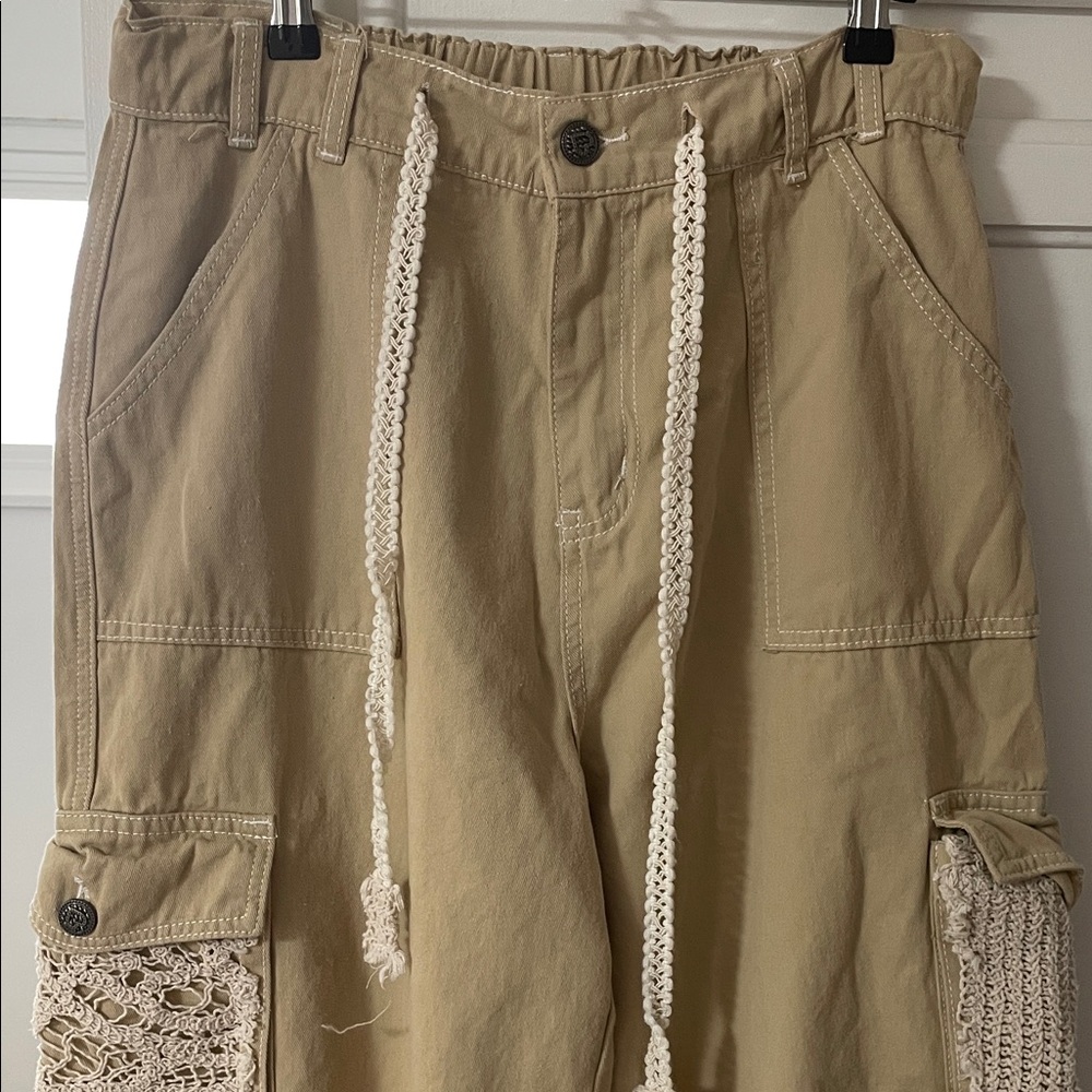 POL pants Beige Cargo Pants with Crochet